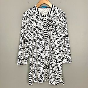 J. McLaughlin Catalina Knit Tunic Top Women’s Size S Henley Button Front Stretch